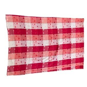 Fabric valentines tablecloth rectangular shaped 85 x 62" Hearts Love Plaid Party